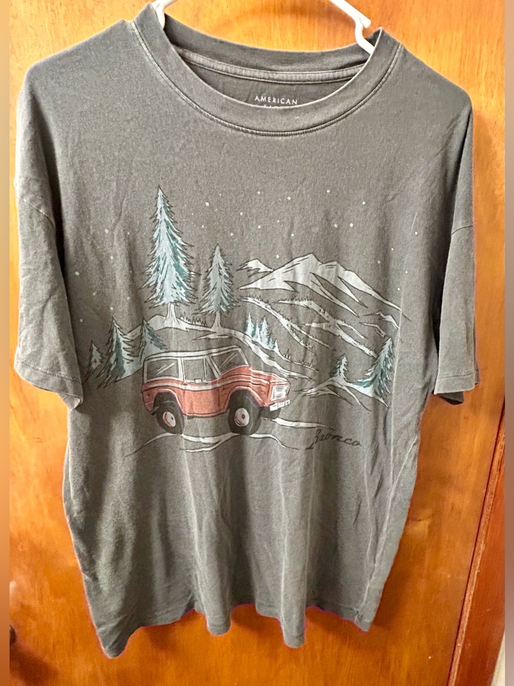 American Eagle Outfitters Kids Short-Sleeve Gray Tee with Red SUV Graphic